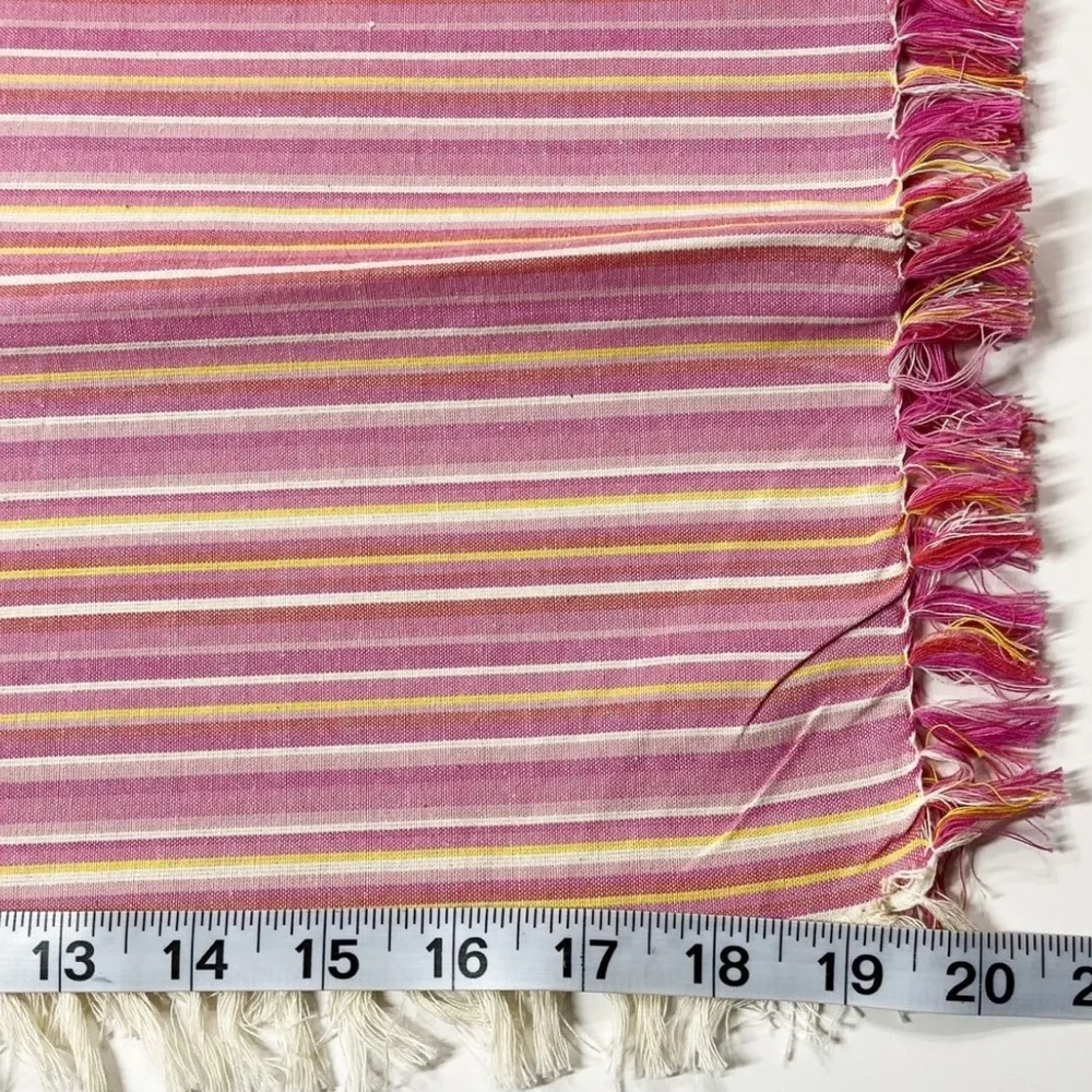 Pier 1 Napkins  Set/8  Cotton Striped Fringed Napkins 20”X19” Pink White NWOT
